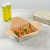 Food Container Durable Takeout Box Disposable Plaid Paper Rectangular for Takeout or Picnic Food Box