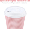 80 Sets of 12 oz Disposable Coffee Cups with LIDS Resealable LIDS Prevent Leaks Travel Insulated Hot Drink Cups