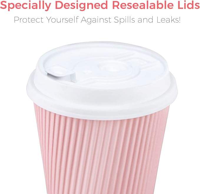 80 Sets of 12 oz Disposable Coffee Cups with LIDS Resealable LIDS Prevent Leaks Travel Insulated Hot Drink Cups