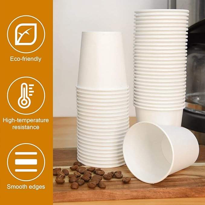 Disposable Paper Coffee Cups, Hot/Cold Beverage Drinking Cup for Coffee, Tea, Juice