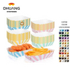 Pastel Paper Disposable Food Tray Pastel Party Kraft Food Boat 4 Color Stripes with Scallops Gold Foil Hot Dog Tacos Food Trays