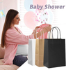 Gift Bags Black Kraft Paper Bags Handle Bulk Take-out Grocery Retail Shopping Businesses and Parties