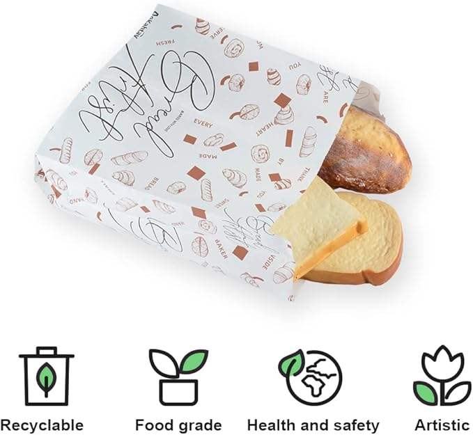 Large Windowed Paper Bread Bags with Homemade Bread Gift Stickers Packaged Toast Bags for Perfect Presentation CUSTOM Bread Bags
