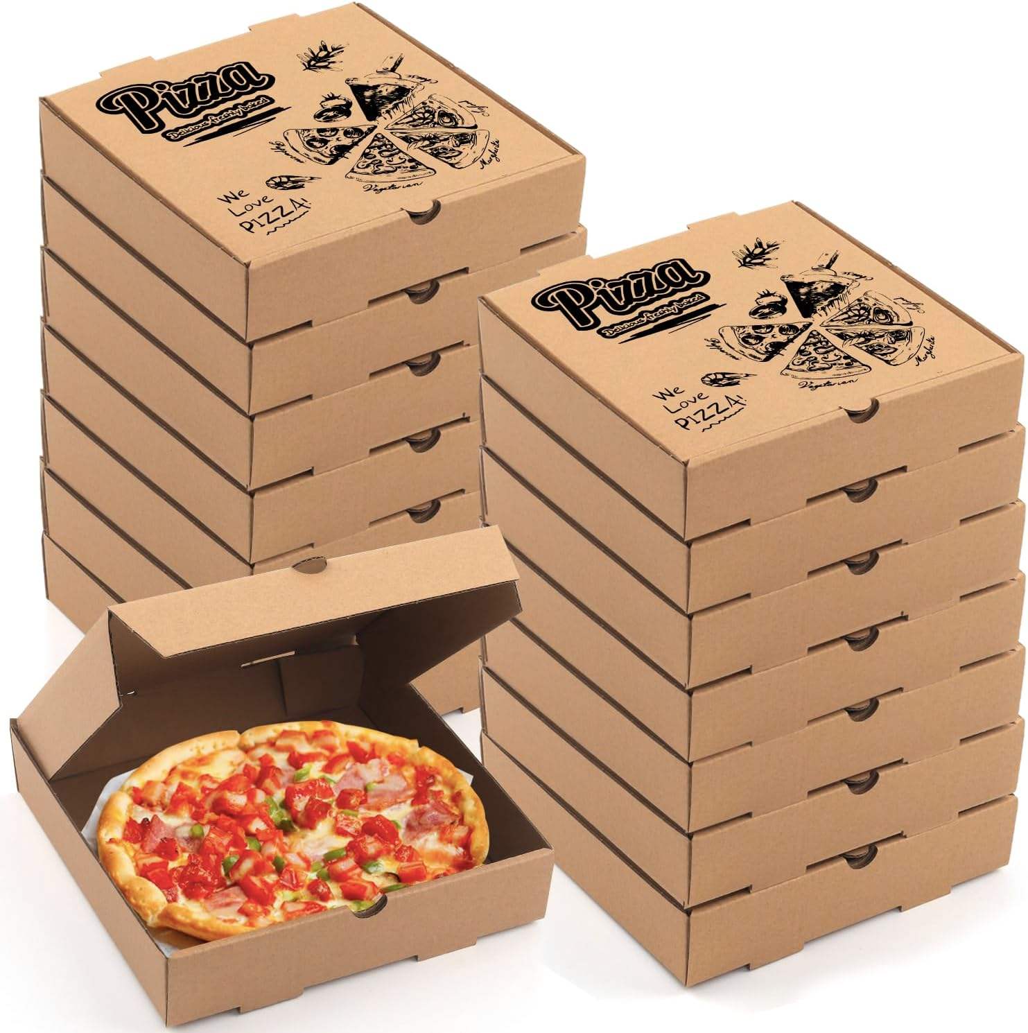 Square Cardboard Pizza Boxes Are Used for Takeout Bakery Restaurants Pizza Party Supplies Custom Pizza Box
