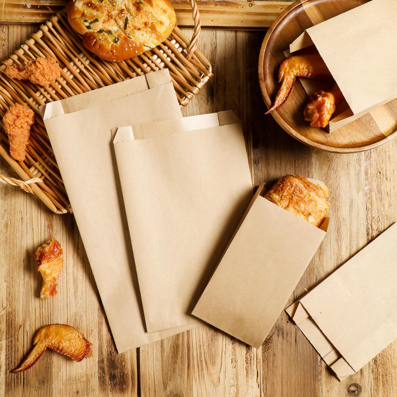 Thickened Disposable Organ Bag Takeaway Oil-Proof Kraft Paper Thermal Insulation Roll String Tin Aluminum Foil Snack Paper Bag