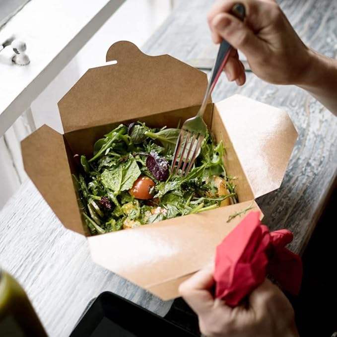 Brown Fast Food Carton Leak-proof and Grease-proof Recyclable Lunch Box Food Box