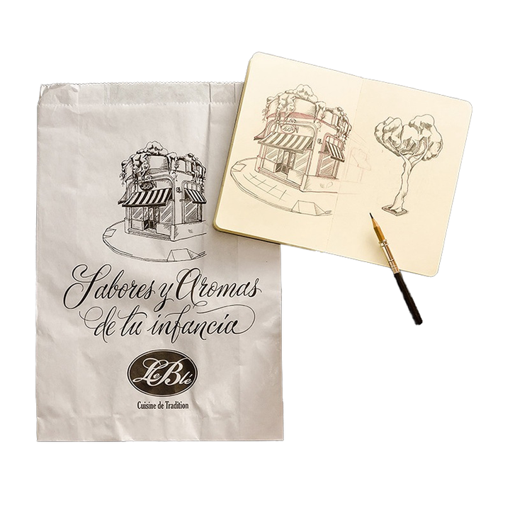 Tradition Eco-Friendly Bakery Bags Biodegradable Bread Sacks with European Style Illustrations Packaging Paper Custom Bread Bags