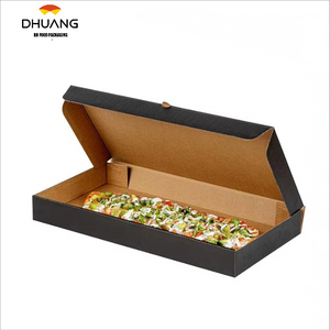 Disposable Takeaway Box Sturdy Corrugated Black Kraft Paper Pizza Box - Label Lock Custom Pizza Boxs