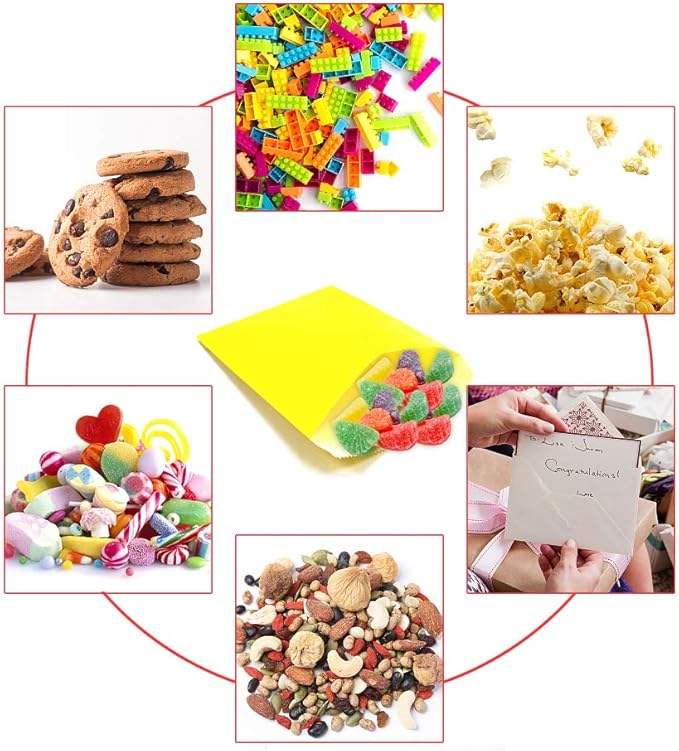 Custom Size Kraft Paper Treat Bags for Candy Buffet for Wrapping Cookies Bread Hamburgers Chemicals Oil-proof Paper Bag