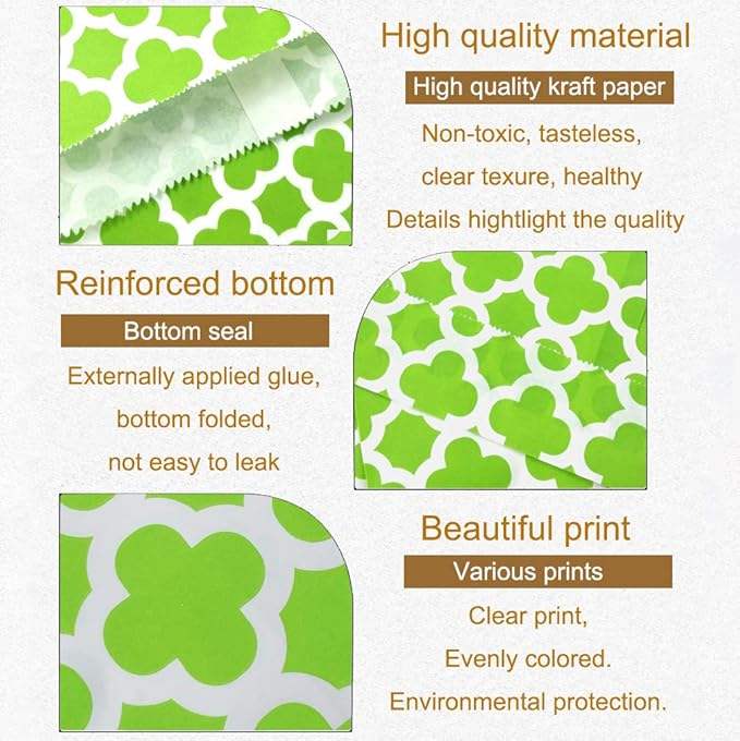 Lime Green Polka Dot Paper Treat Bags Small Candy Buffet Packaging for Wedding Birthday Party Cookie Bags Oil-proof Paper Bag