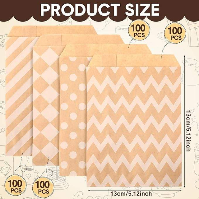 Candy Buffet Bag Brown Dot Striped for Sandwich Cookie Bag Party Supplies Custom Bread Bags