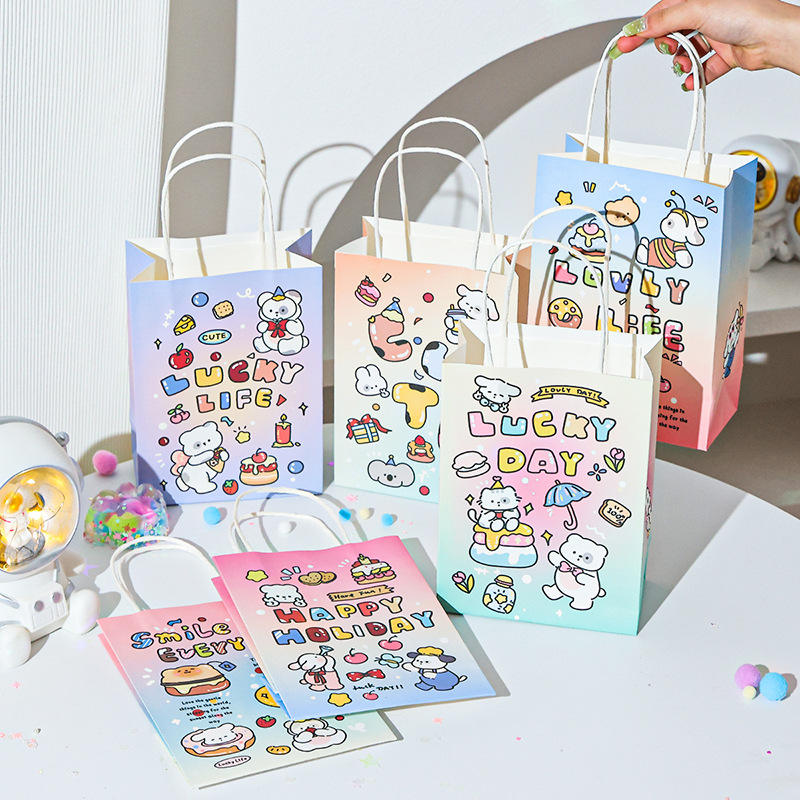 Custom Logo Small Paper Shopping Bag with Handle Durable Gift Bag for Party Birthday or Wedding Featuring Ribbon Accessory