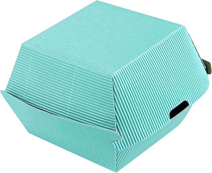 Restaurantware Disposable Turquoise Paper Hamburger Boxes Matte Finish Ripple Wall Technology Hinged Lid for Takeout Containers