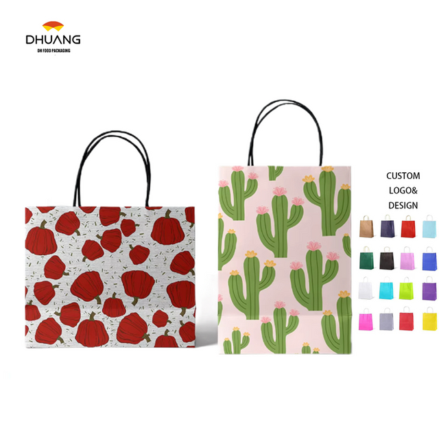 Custom Logo Silver Kraft Paper Tote Bag Disposable Clothing Packaging with Ribbon High Sensitivity Gift Shopping Bag for Crafts