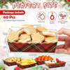 Christmas Paper Food Tray Plaid Light Nutcracker Snack Tray Disposable Nachos Hot Dog Party Supplies (Classic Plaid)