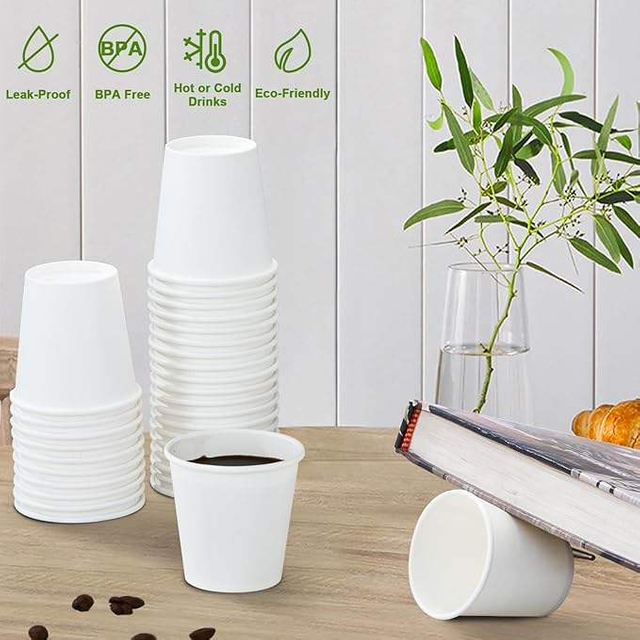 Small Disposable Mini White Paper Cups 3 Ounce Espresso Cups for Parties Travel Events Mouthwash Cups for Convenient Use