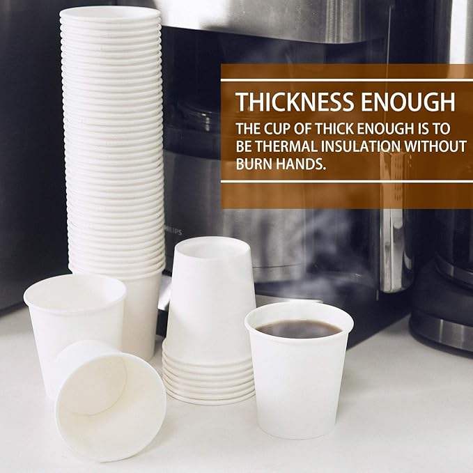 300 Pcs 6 oz Disposable Paper Cups, Hot Cold Beverage Drinking Cup for Coffee, Water, Tea, Juice (White)