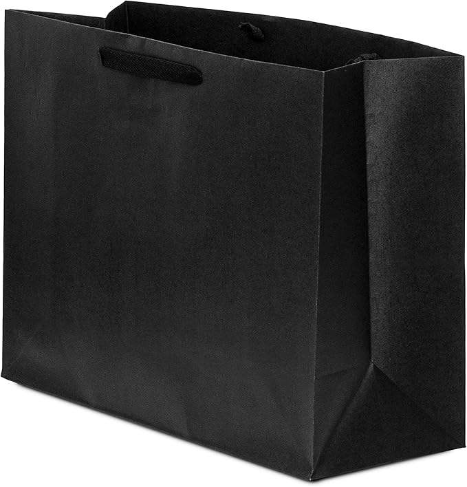 Custom Large Shopping Tote Gift Bags Handles Black Kraft for Small Business Boutiques Custom Retail Merchandise Bulk Recycled