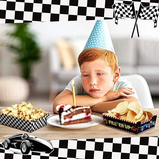 Packs Racing Party Supplies Grid Paper Food Tray Car Tray Paper Licensed Food, Carnival food trays