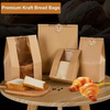 A Brown Paper Bag with a Window for Bread Storage Food Packaging for Storage Sealed Label Custom Bread Bags