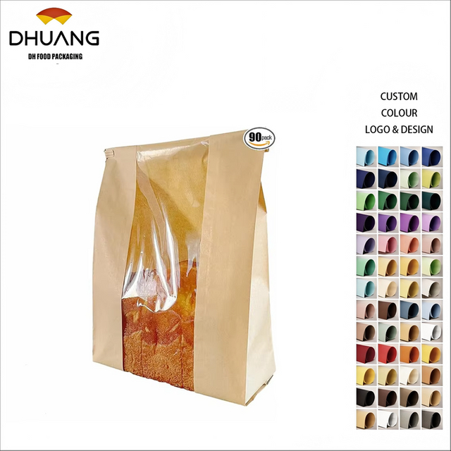 Brown Paper Bread Bag with Window Homemade Bread with Tin Label Lock Affixed with Label Seal Custom Bread Bags