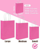 Bulk Small Kraft Paper Gift Bags with Handles 6 Different Pink and Purple Colors for Crafts and Clothing Multiple Uses