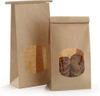 Brown Paper Bag with Window and Plastic Tie-lock Suitable for Bakery Biscuits Coffee Beans Party Gifts Custom Bread Bags