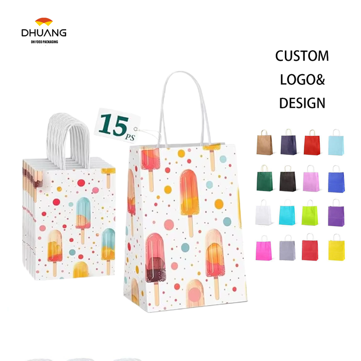 Gift Bag Paper Bag with Handle Party Birthday Wedding Small Paper Shopping Bag (Popsicles)
