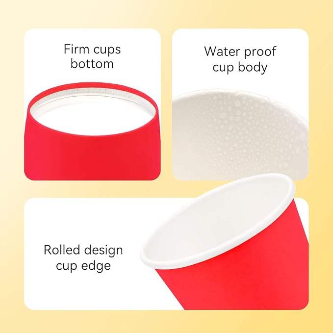 Red Paper Cups Mouthwash Disposable Bathroom Small Paper Birthday Parties Picnics Custom Paper Cups