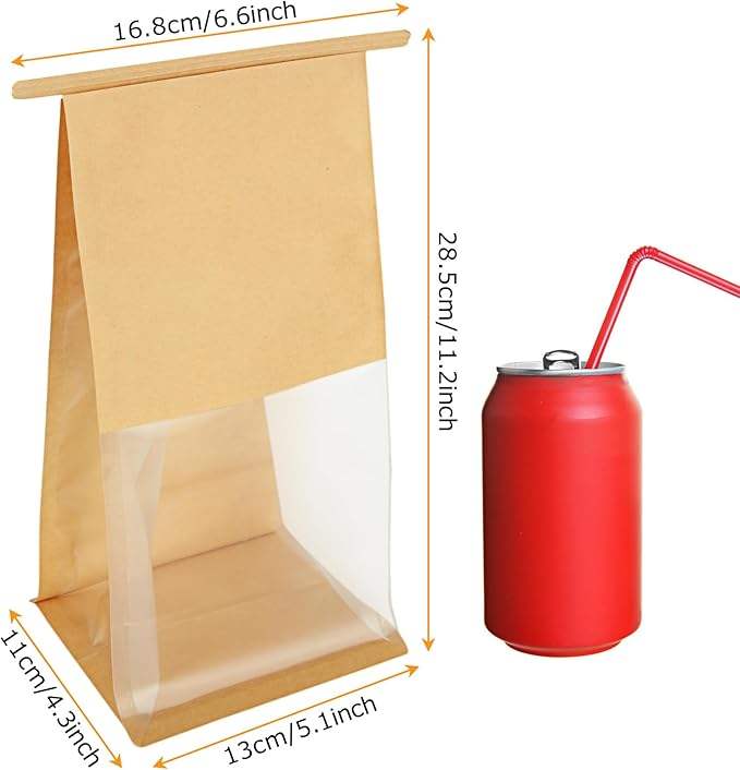 Bread Bag with Window with Wire Loop Can Be sealed Suitable for Bakeries Cafes and Homemade Custom Bread Bags