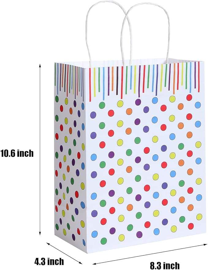 Customized LOGO White Kraft Paper Bags for Packaging - Birthday Parties Picnics Vacation Gatherings Gift Shopping Bags