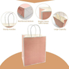 Pink Kraft Paper Bags with Handles 100% Recycled for Weddings Birthdays Parties-Commercial Retail Shopping Bag