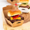 Mini Burger Box Food Container with Hinged Lid Disposable Kraft Paper Takeout Box for Small Burgers or Desserts