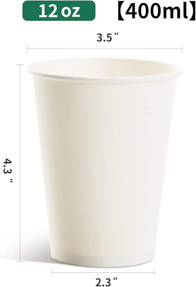 12 oz Disposable Paper Cup, Loose White Hot Coffee Cup, Hot Liquid, Chocolate, Juice