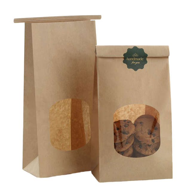 Windowed Paper Bags Bread and Toast Snacks Customizable Logos Wholesale Plastic Paper Bag Manufacturers CUSTOM Bread Bags