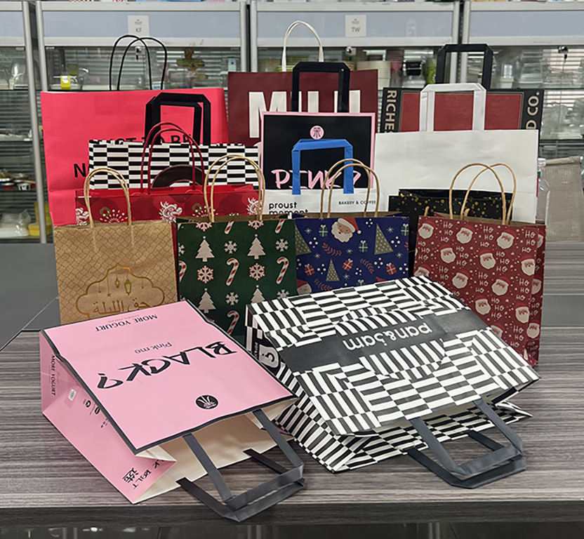 Kraft Paper Bags for Shopping and Grocery Stores Custom Sizes Kraft Paper Bags with Logos Brown Customizable logo Shopping Bags
