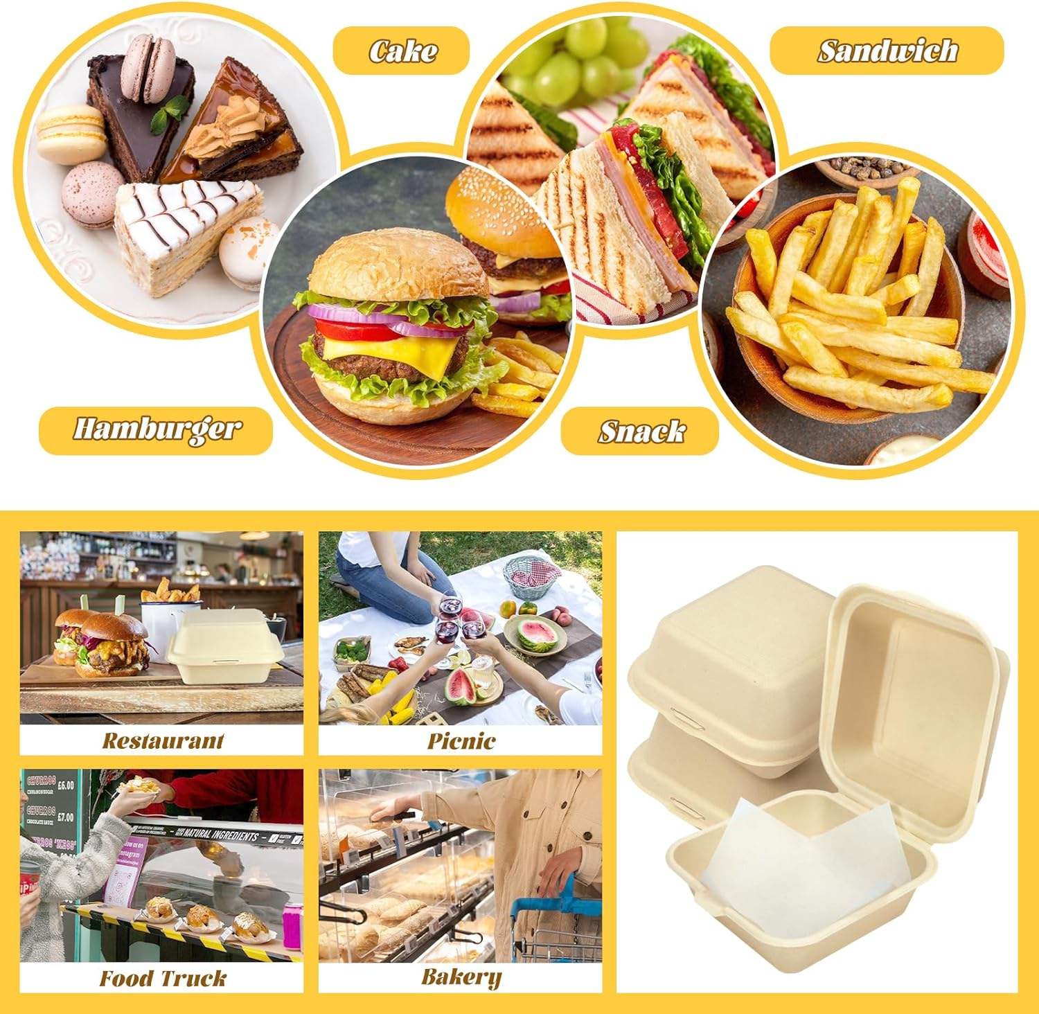Hamburger Box Flip-top Takeout Food Container Lunch Box Hamburger Container