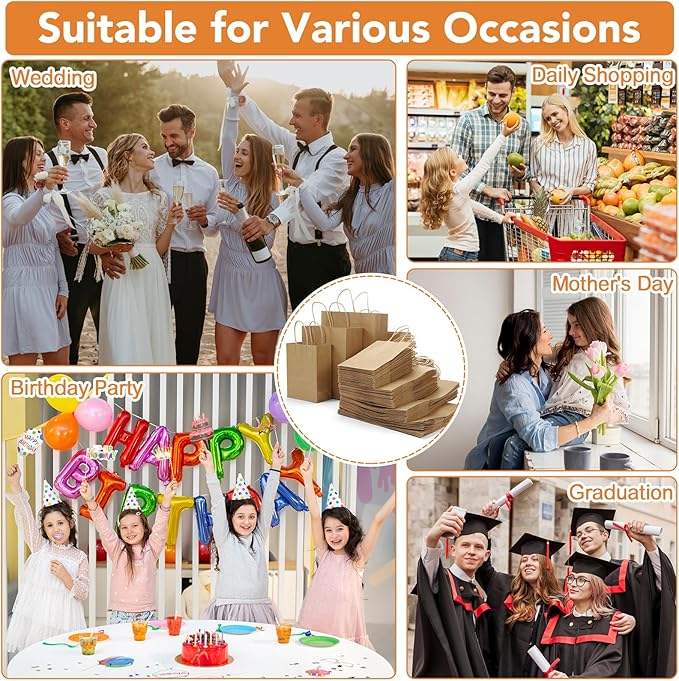 Custom Kraft Paper Bag for Coffee and Milk Tea Biodegradable for Clothing Store Gifts Features Printed Logo