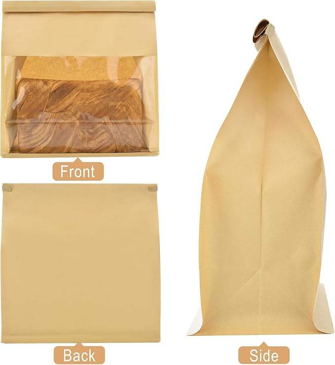 Windowed Bread and Toast Bag Paper Packaging Label Lock for Holding Bread CUSTOM Bread Bags