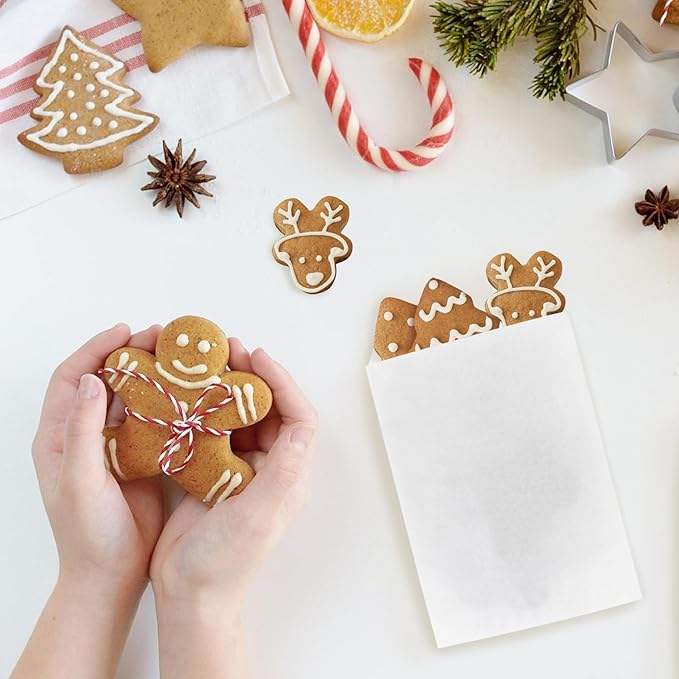 Wax Paper Bags Glassine Bags 100 Pcs Paper Treat Cookie Bags Semi-Transparent Cookie Sleeves