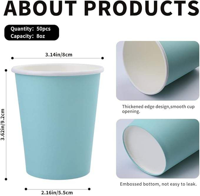 Customizable LOGO 8-ounce Disposable Paper Cups for Hot and Cold Drinks Suitable for Parties Picnics Barbecues and Coffee Cups