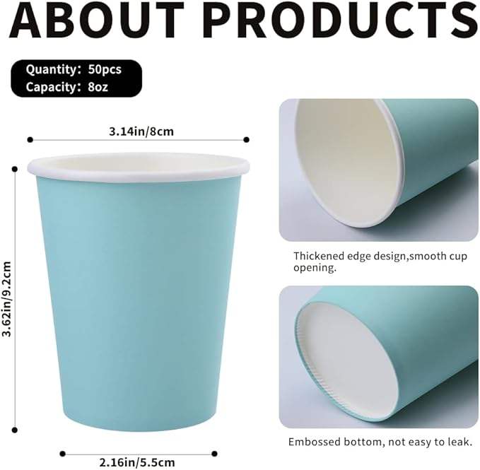 Customizable LOGO 8-ounce Disposable Paper Cups for Hot and Cold Drinks Suitable for Parties Picnics Barbecues and Coffee Cups