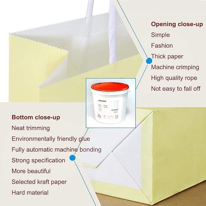 Medium Kraft Paper Gift Bags with Self-Adhesive Seal Handles Multi-Color Eco-Friendly Recycled Materials for Household Products