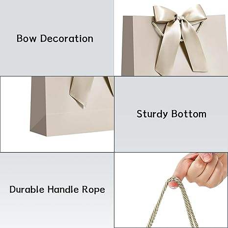 Gift Bags 1PCS Gift Bags Large with Ribbon and 1 Greeting Cards 2 Tissue Paper Portable Paper Gift Bag with Handles