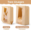 Bread Bag Reusable Lanyard - Dark Brown Paper Toaster Bag with Window Disposable Baked Custom Bread Bag