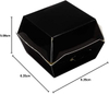 Mini Burger Box Food Container with Hinged Lid Disposable Black Paper Takeout Box for Small Burgers or Desserts