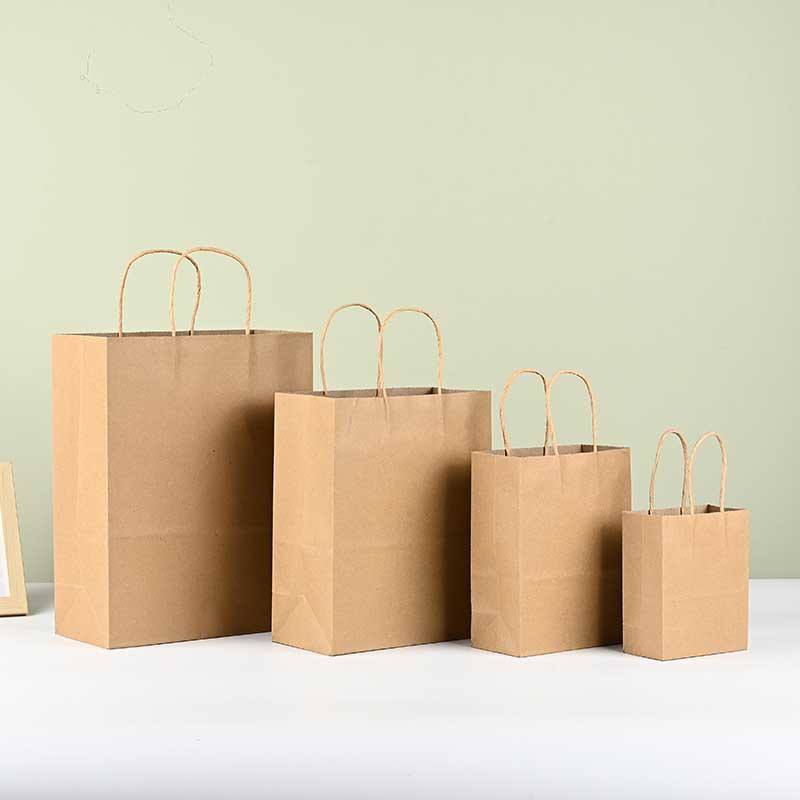 Brown Kraft Paper Gift Bags Handles Bulk for Shopping Birthday Wedding Gifts Cakes Candles Use Ribbon Accessories Exhibitions