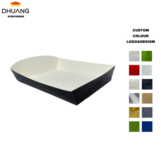 Custom Printed LOGO Disposable Tray Paper Food Packaging Container for Take-away Food Grade Food Trays