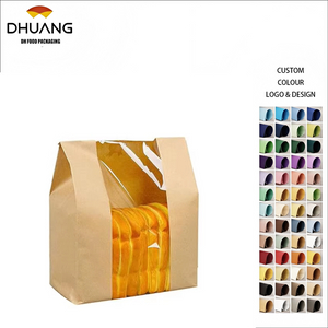 Brown Bread Bag with Window Breads Pastries Cookies Sweets with Labels and Stickers Custom Bread Bags