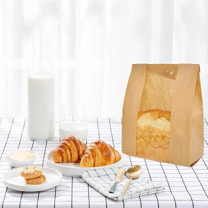 Bread Bag With Window for Packaged Storage of Baked Goods Including Cute Seal Stickers Custom Bread Bags